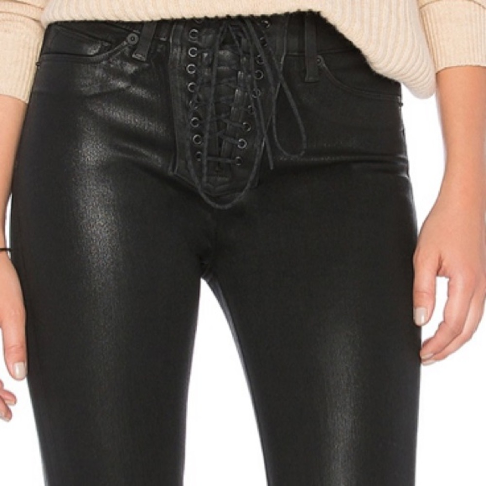 HUDSON Bullocks High Rise Lace Up Coated Jeans NWT